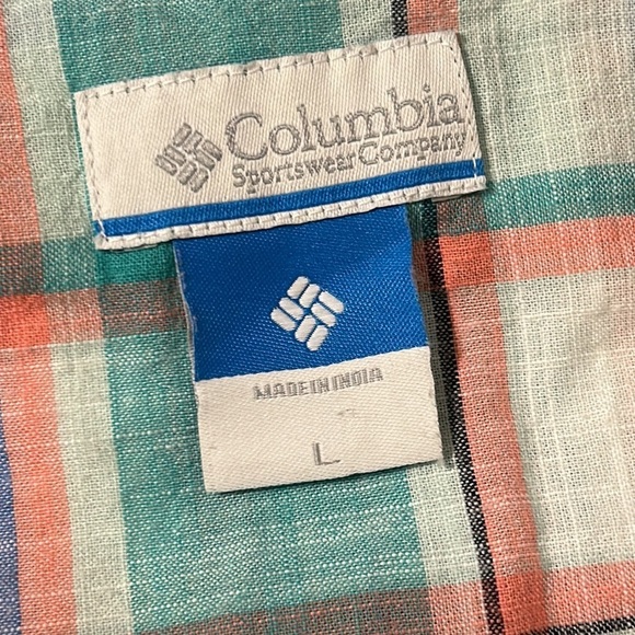 Columbia Women’s Size Large Plaid Long Sleeve Button Front Cotton Top Blouse - Picture 8 of 8